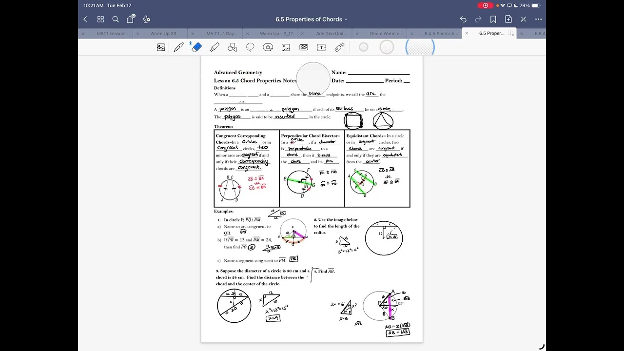 Adv  Geometry - Class Video & Notes (Tuesday, February 17th)