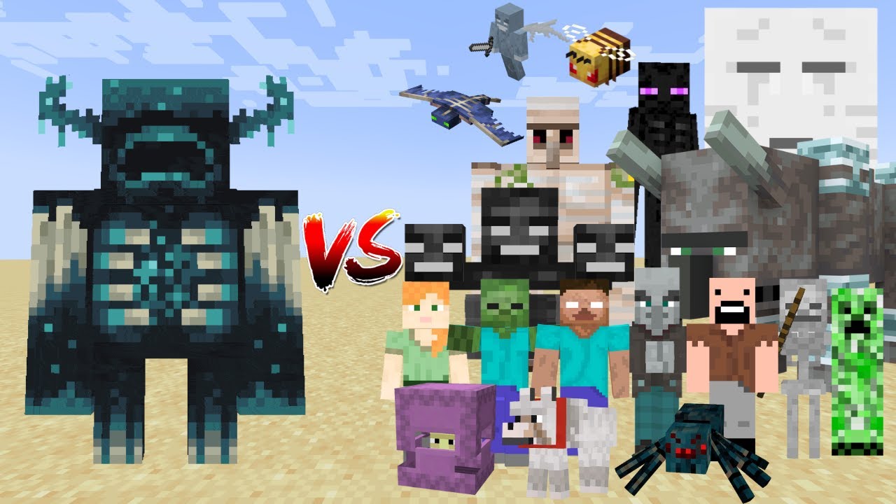 Warden vs All mobs in Minecraft  - Minecraft Mob Battle