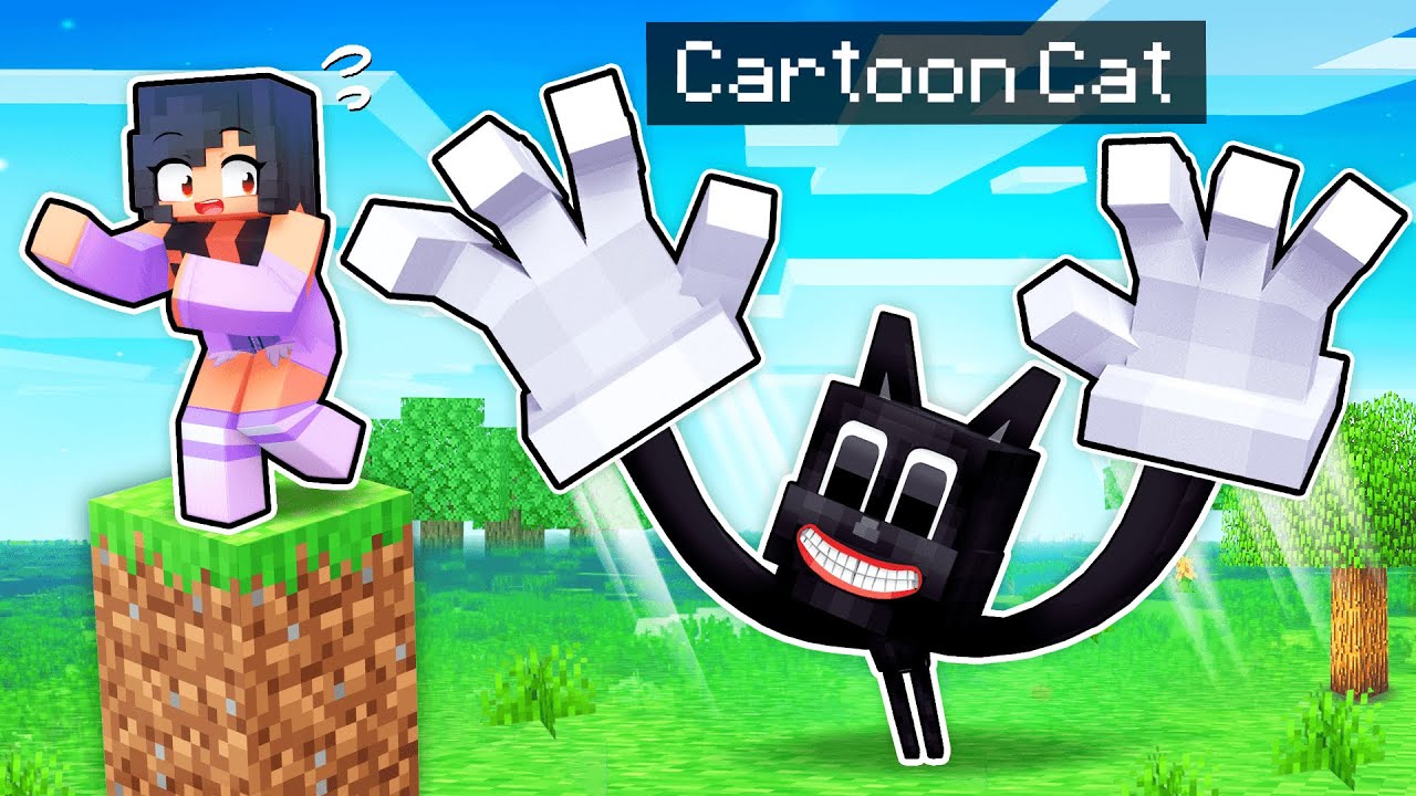 One NIGHT With CARTOON CAT In Minecraft!