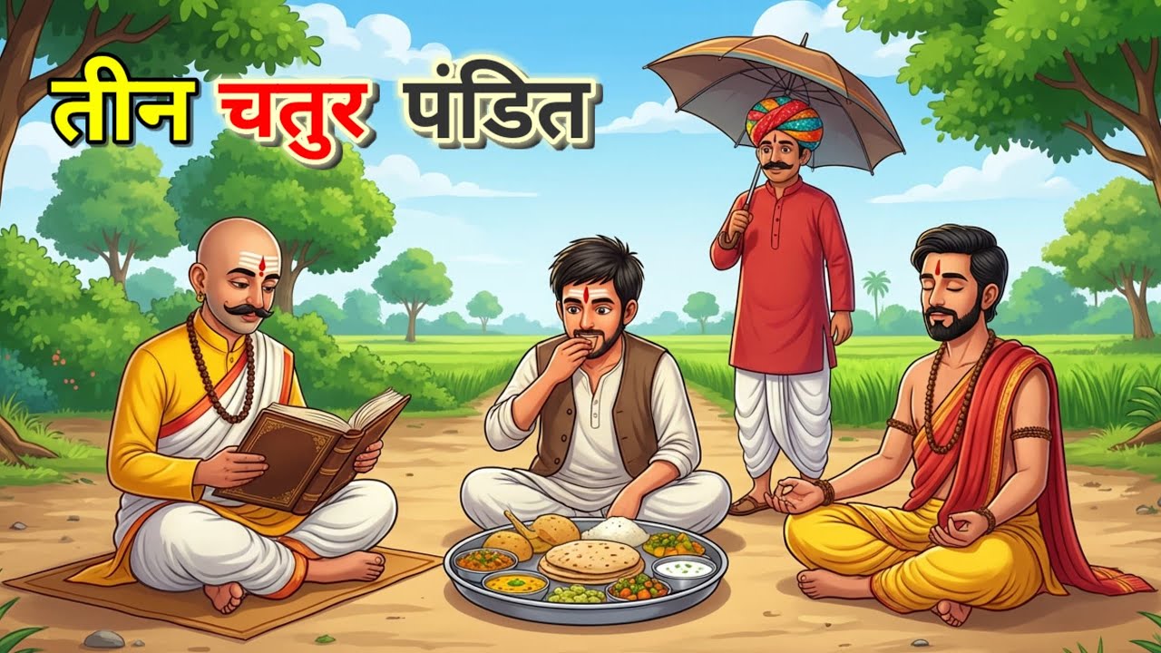 💠 तीन चतुर पंडित | Hindi Moral Story |शिक्षाप्रद कहानी |Panchtantra ki kahani |Bedtime cartoon story