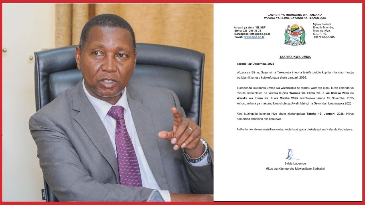 WIZARA YA ELIMU YAKANUSHA TAARIFA YA KUTOKUFUNGUA SHULE JANUARI, 2026