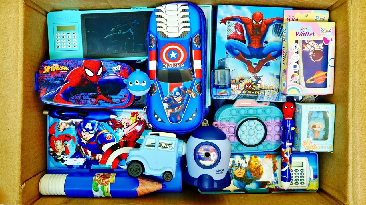 Unboxing Cool Blue Stationery - Colouring kit, Geometry Box, Sharpener, Pen, Eraser, Popit Bag