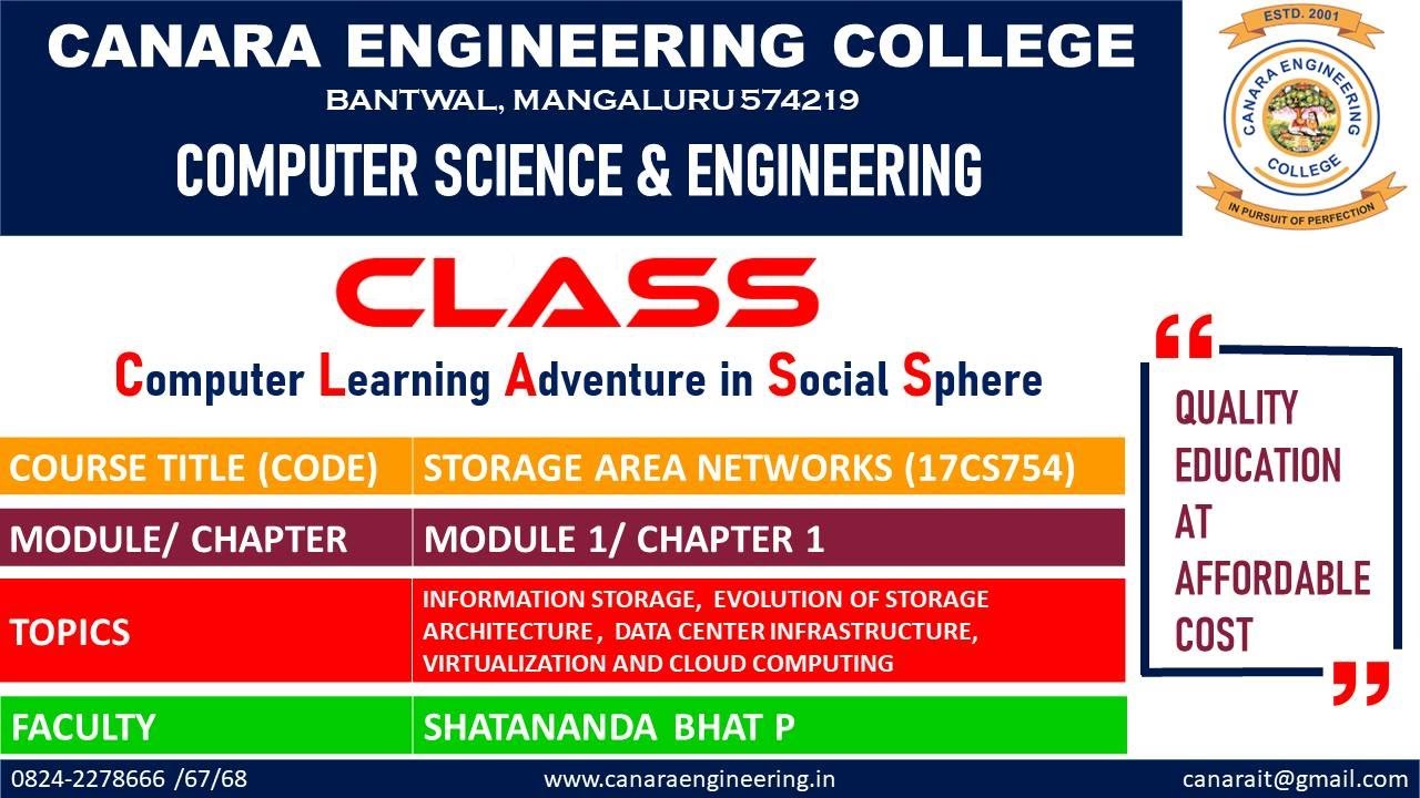 VTU SAN(17CS754) STORAGE AREA NETWORKS [INTRODUCTION TO INFORMATION STORAGE](M1 L1)