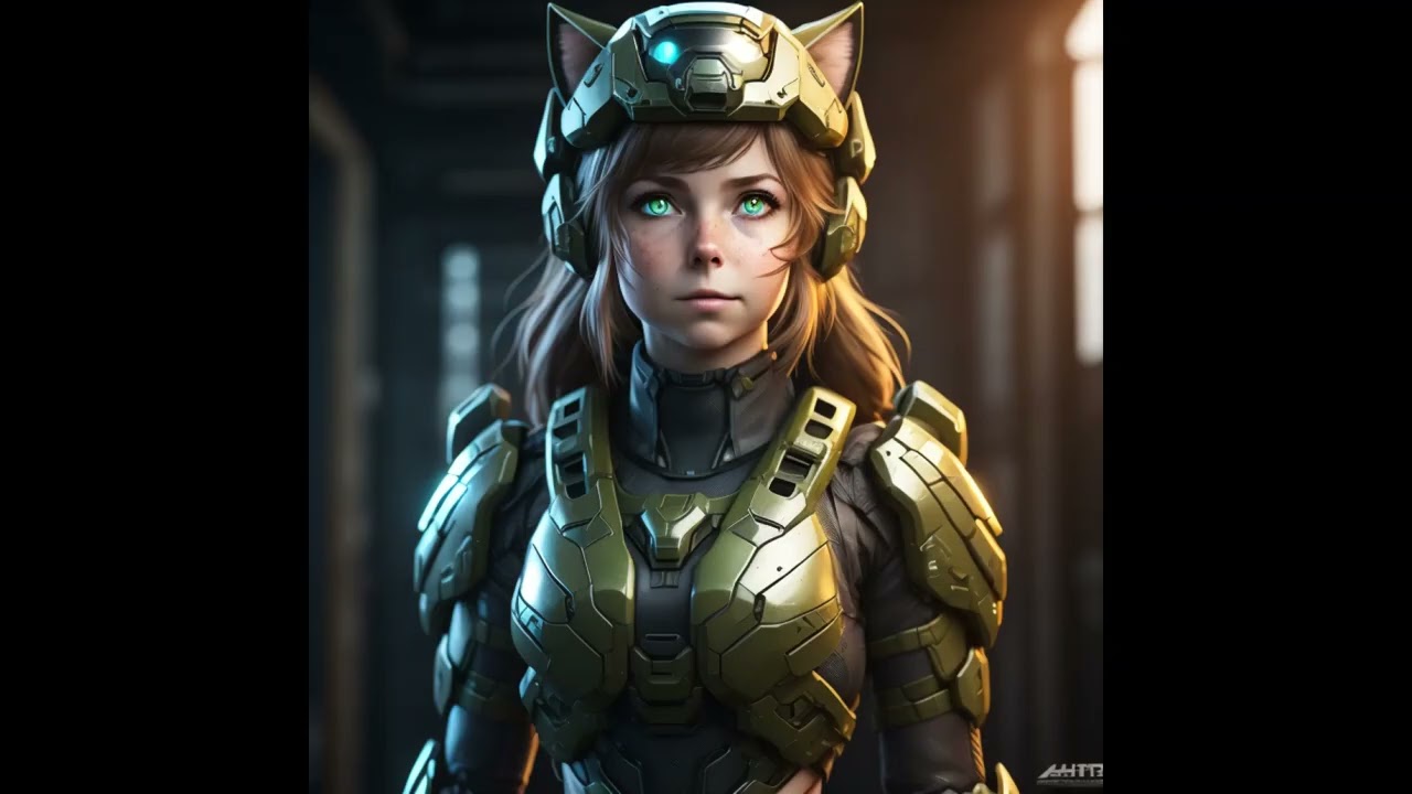 Ai generated catgirl in halo armor no copyright