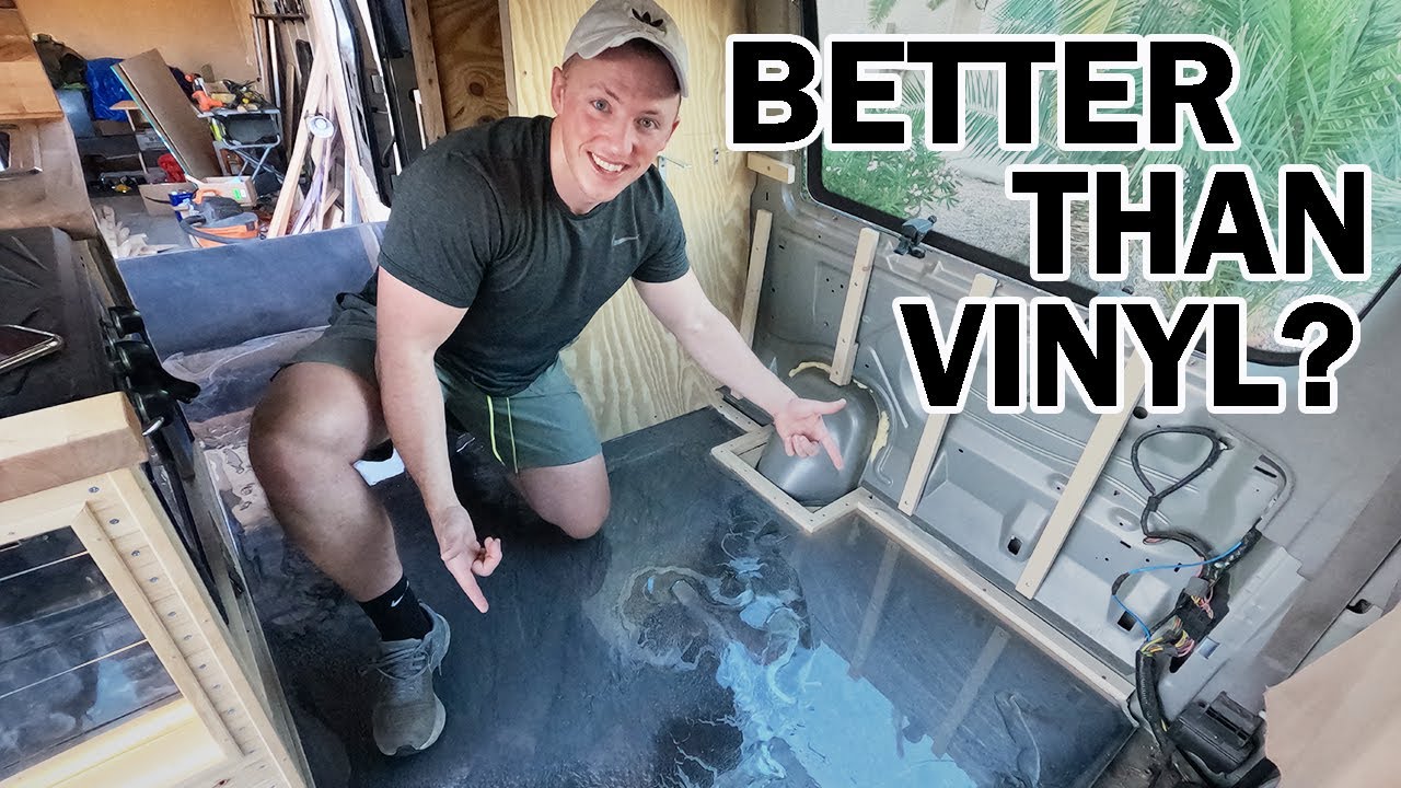 Pouring an EPOXY FLOOR in my Camper Van - Econoline Conversion #vanlife
