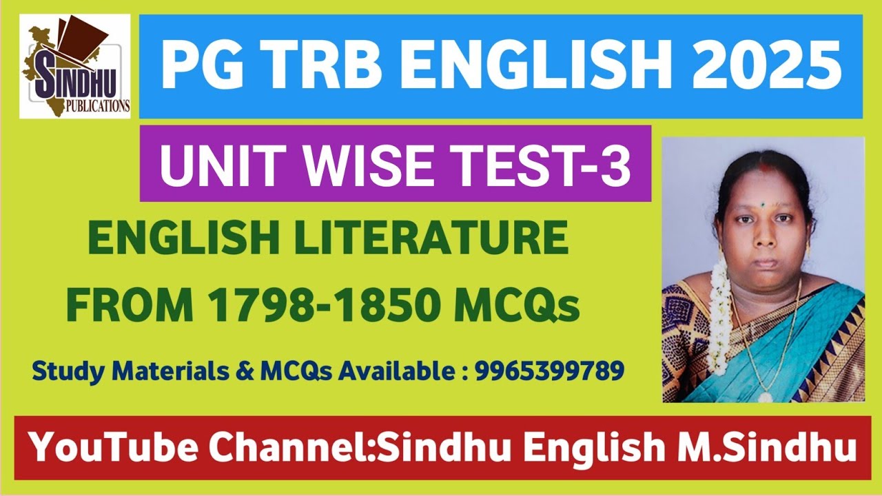 English Literature From 1798-1850 MCQs / Unit Wise Test-3 / PG TRB English 2025 /Question & Answer 