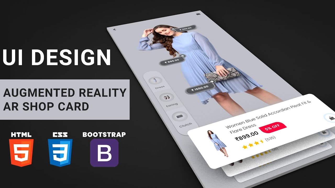 Mobile App UI Design Tutorial - AR(Augmenetd Reality) Shop Card | HTML CSS BOOTSTRAP Speed Coding