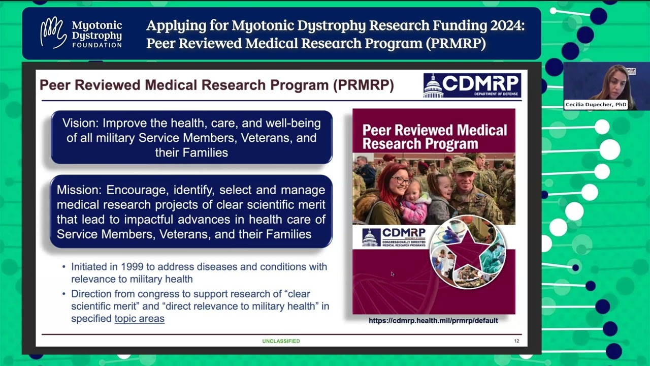 Applying for Myotonic Dystrophy Research Funding '24: Peer Reviewed Medical Research Program (PRMRP)