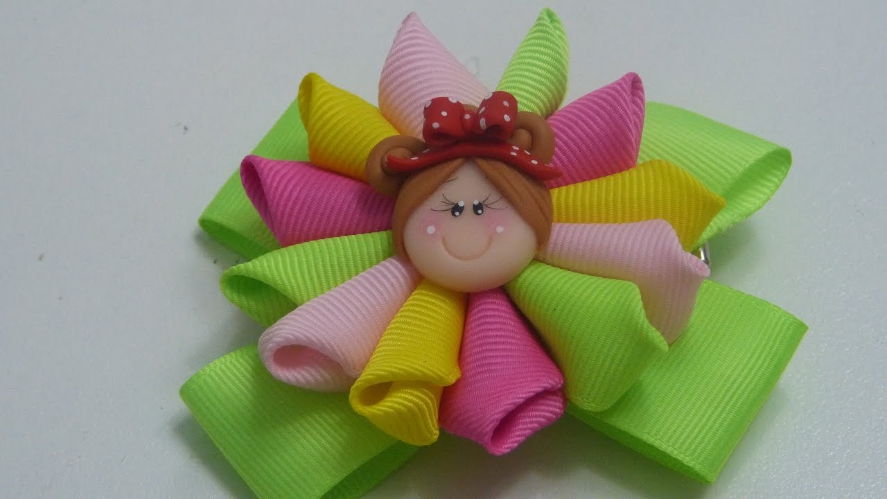 Como Hacer Lazos Escolares Pequeño con flor de punticas  cinta Faya  de colores ▶️❤️🌸🌼,Ribbon diy