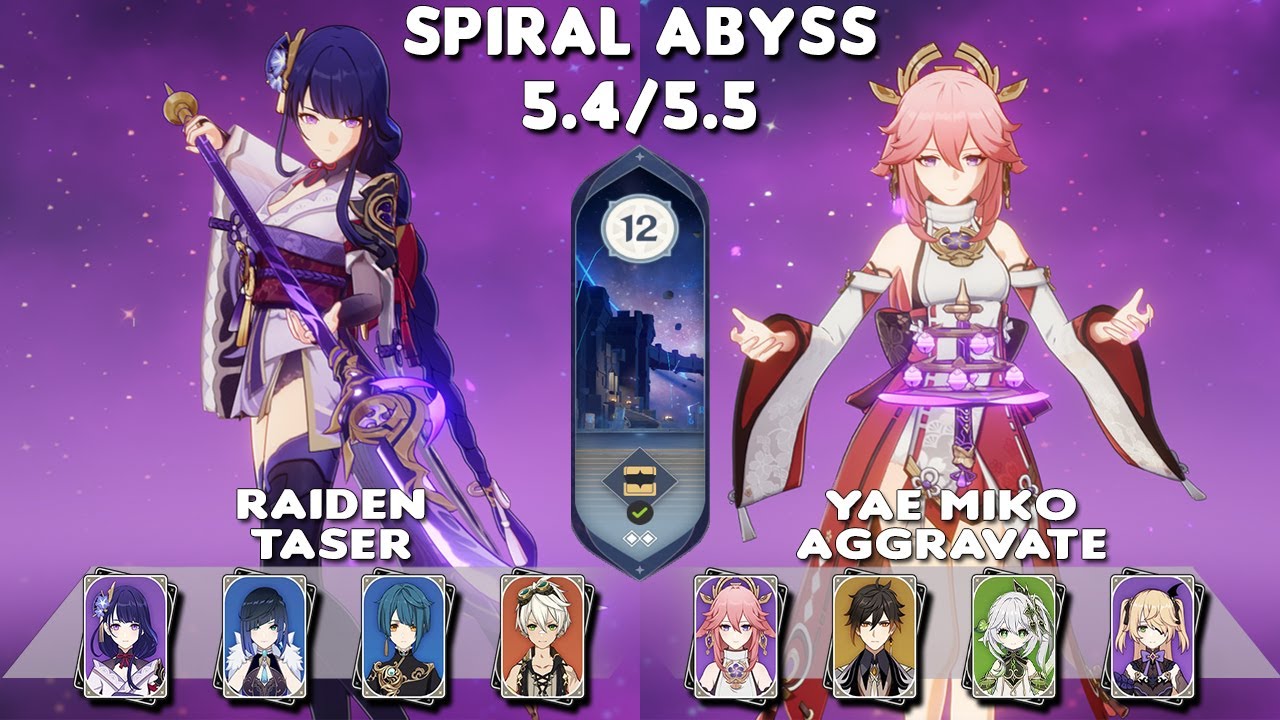 Spiral Abyss 5.4/5.5 | C3 Raiden Taser & C0 Yae Miko Aggravate | Floor 12-9⭐| Genshin Impact
