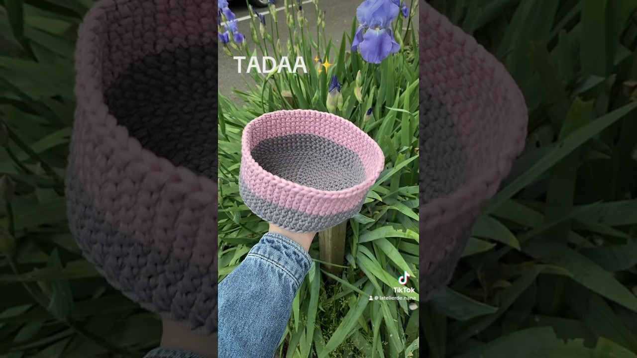 Croch&egrave;tes un panier avec moi 🚗😋 #crochet #crochetersoftheworld #crochetersofyoutube #d&eacute;butant