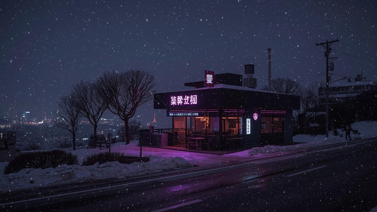 Late Night Tokyo Winter Café 🌨️ Cozy Coffee & Calm Snowy Streets