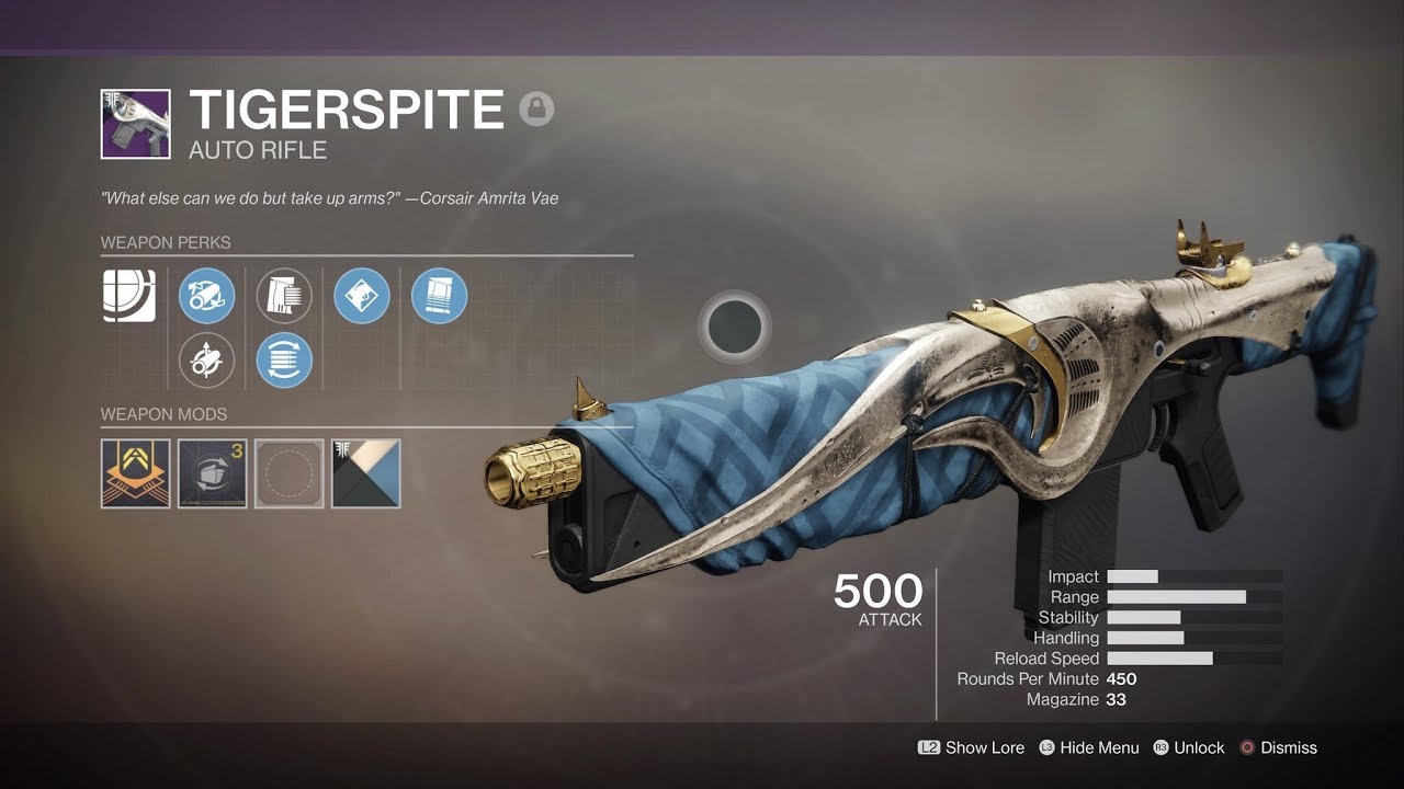 Tigerspite (No commentary) | Destiny 2: Forsaken Weapon Demonstration