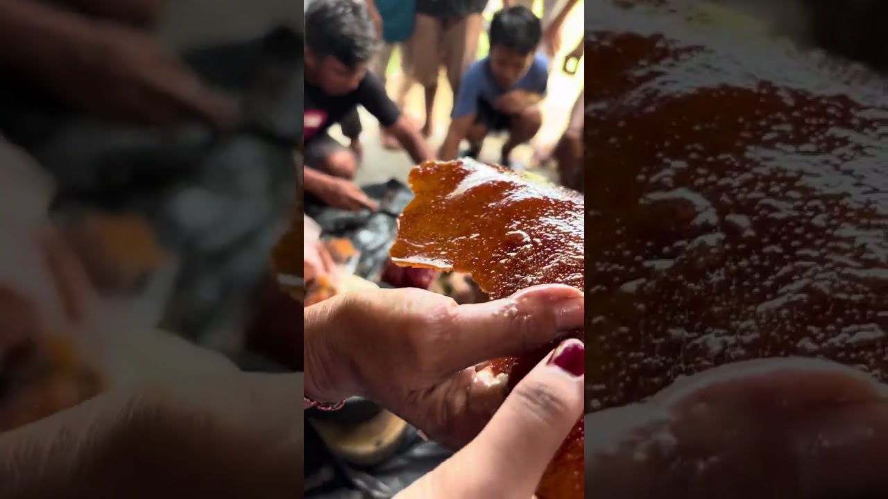 Cutting and eating babi guling at lampung province Indonesia | cooking together and eating together