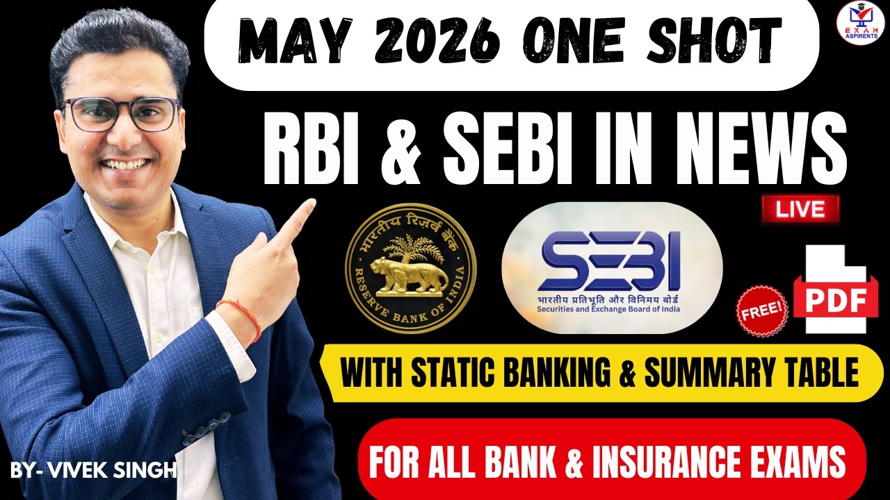 RBI & SEBI in News 2026| Banking & Financial Current Affairs MAY 2026 | ONE SHOT | Vivek Singh