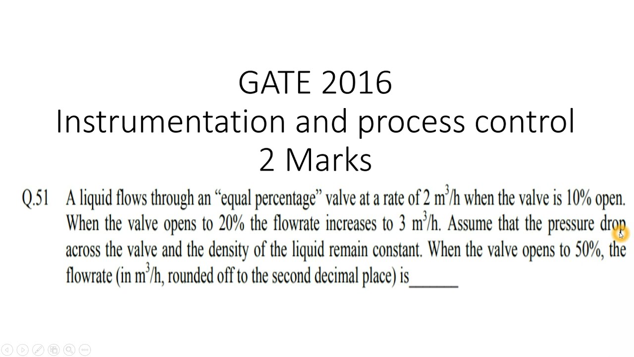 GATE 2016  Instrumentation and process control |Chemical engineering(CH) | #GATE2022