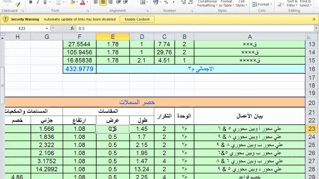 حصر الحفر هندسى مهندس محمد معوضEXCAVATION QS