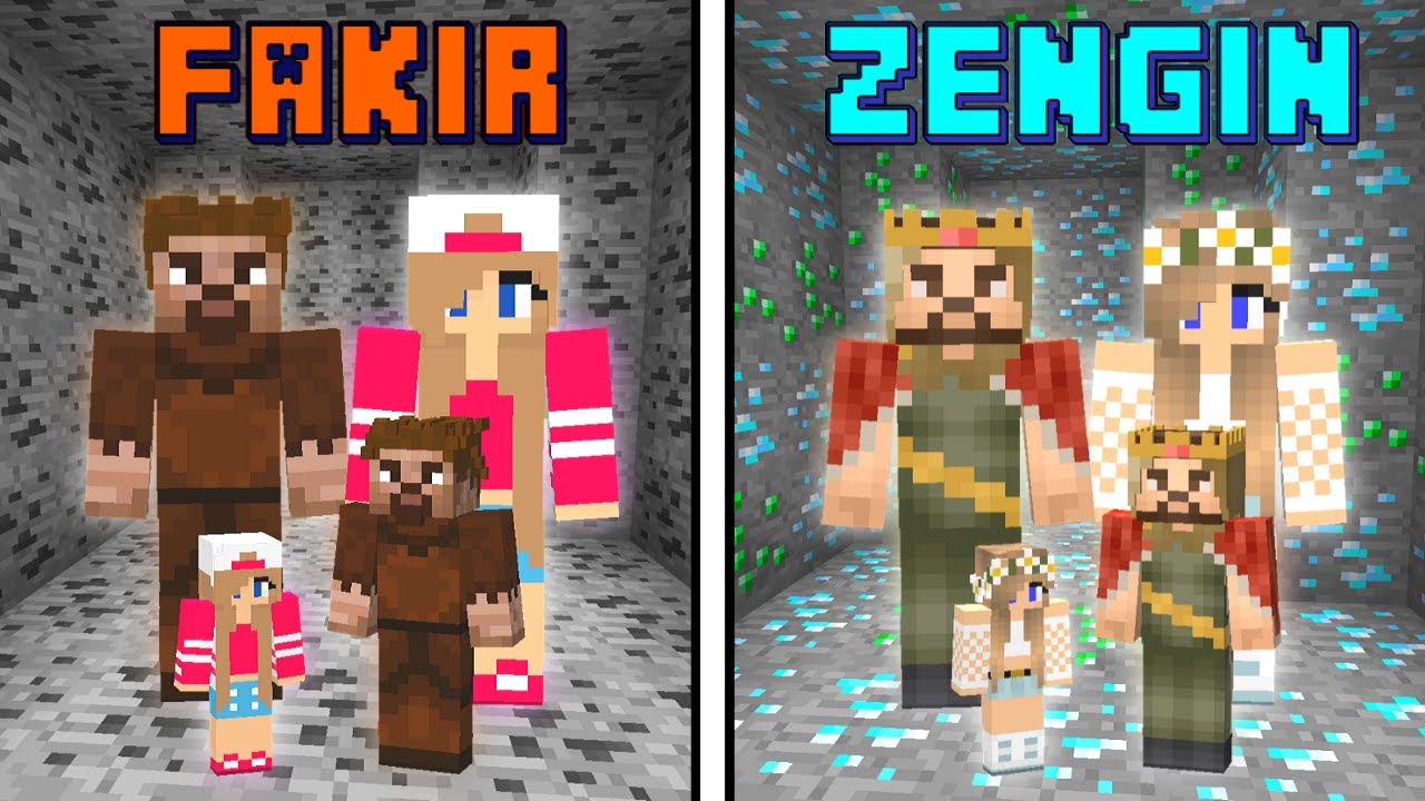 FAKİR'İN AİLESİ VE ZENGİN'İN AİLESİ MAĞARADA YAŞIYOR! 😱 - Minecraft