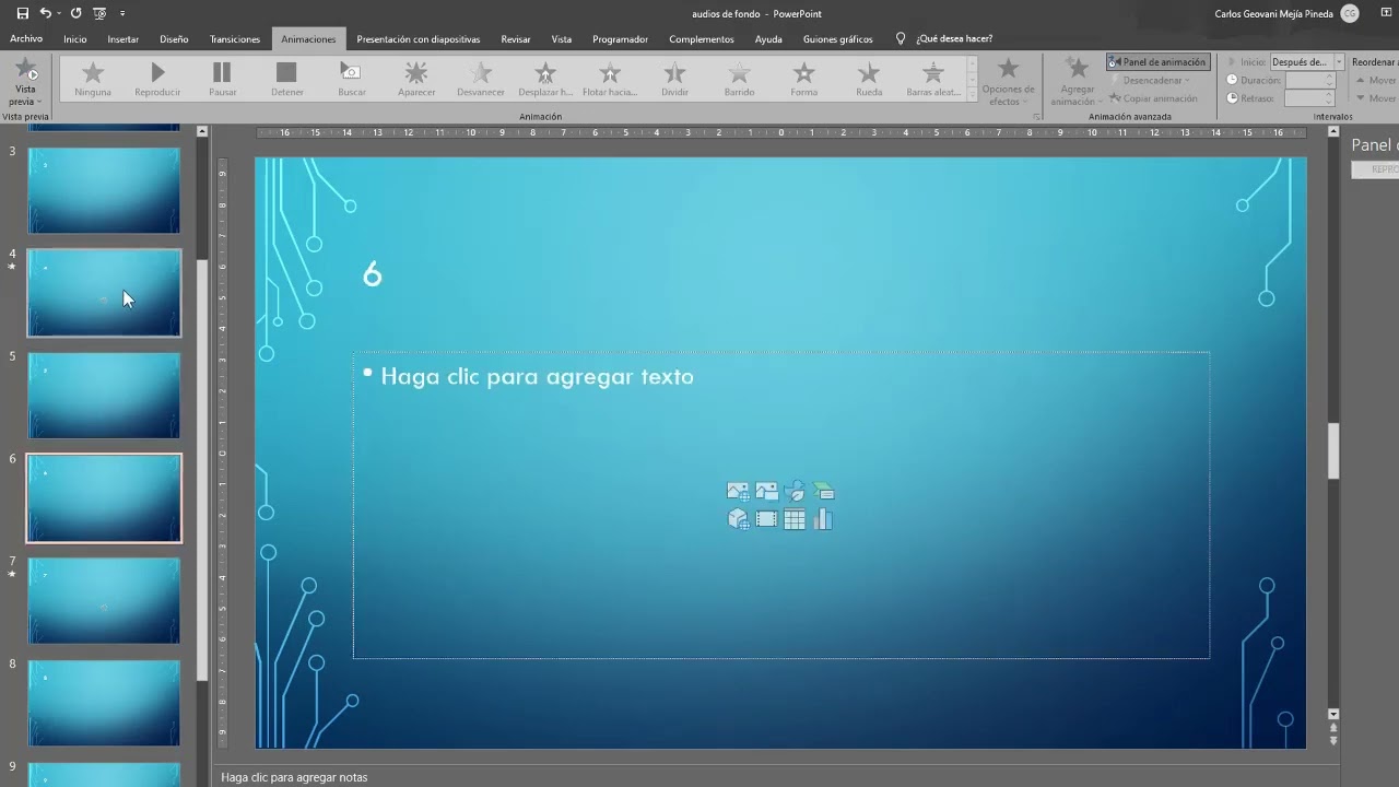 Insertar diferentes sonidos de fondo en una presentación de PowerPoint