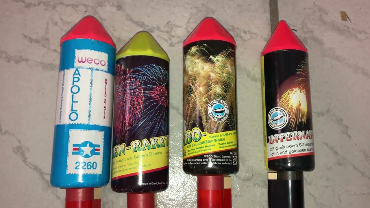 Weco Jumbo Raketen Zünden // Apollo-, Bomben-, Jumbo-, International- Rakete // Raritäten 2016
