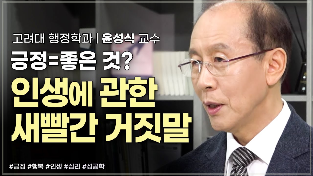 긍정은 무조건 좋은 것이다? 인생에 관한 새빨간 거짓말 | 고려대 행정학과 윤성식 교수 | 인생 성공 심리