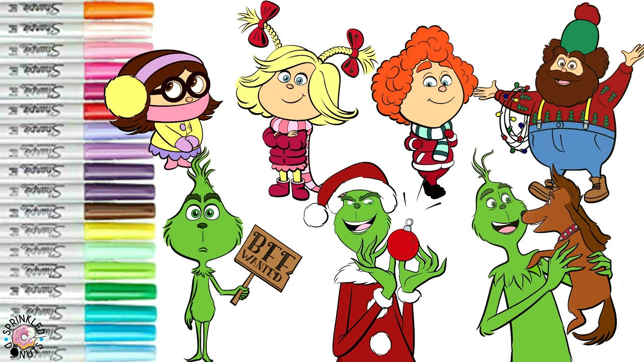 How the Grinch Stole Christmas Coloring Book Pages Grinch Cindy Lou Max Groopert Izzy Bricklebaum