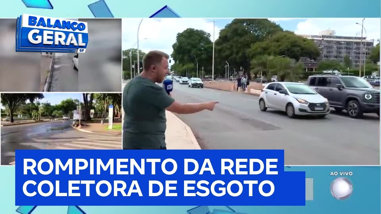Esgoto na W3 Sul, em Brasília, é desobstruído após causar transtornos a pedestres | Balanço Geral DF