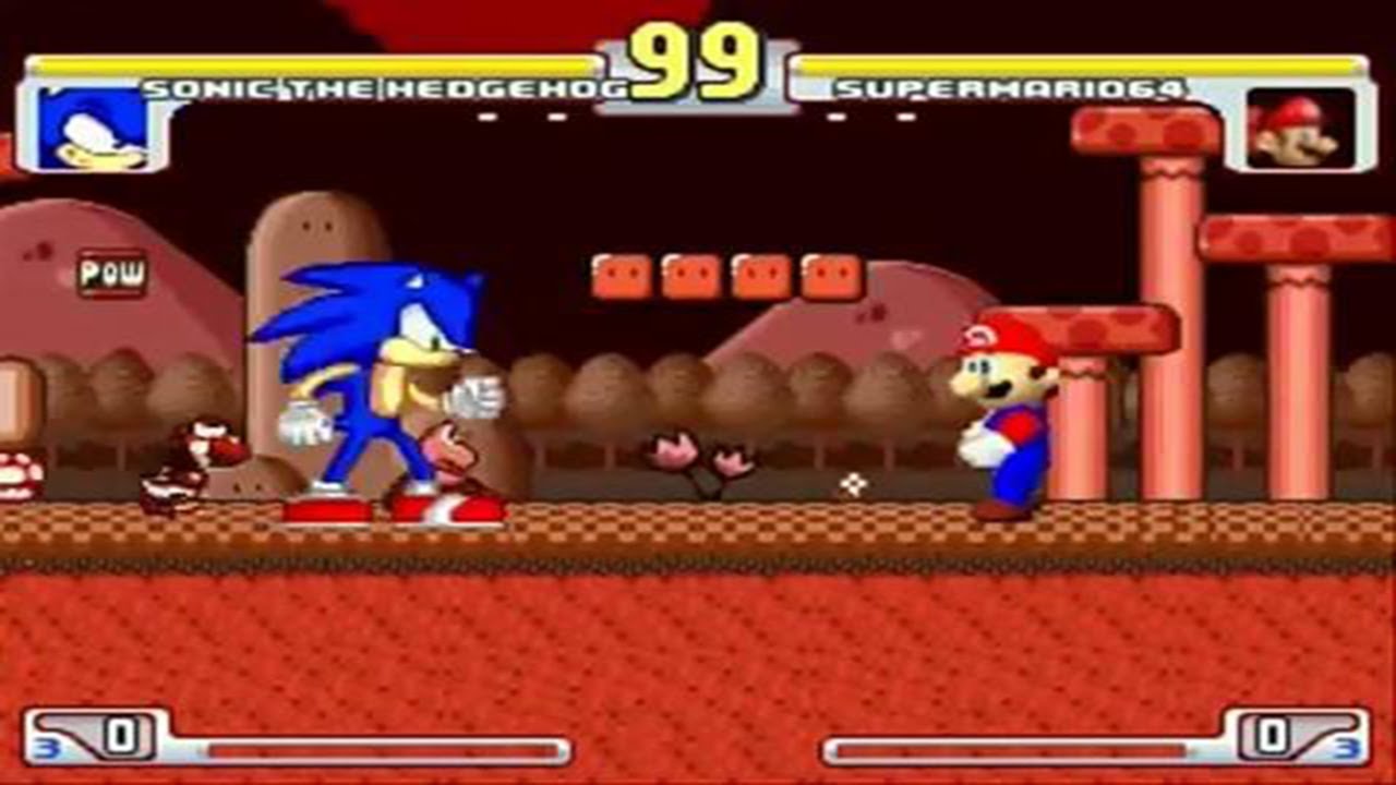 Sonic (Claymizer) vs Super Mario 64 (Hanyou) MUGEN CPU Battle!!! (Cheap vs Cheap)
