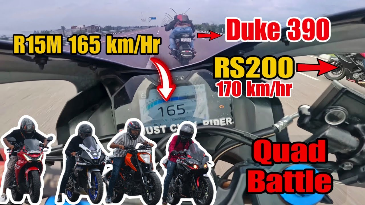 FASTEST R15M VS RS200 VS XMR 210 VS DUKE 250🔥||DRAG RACE 💥||RACE TILL THEIR POTENTIAL 🥵||