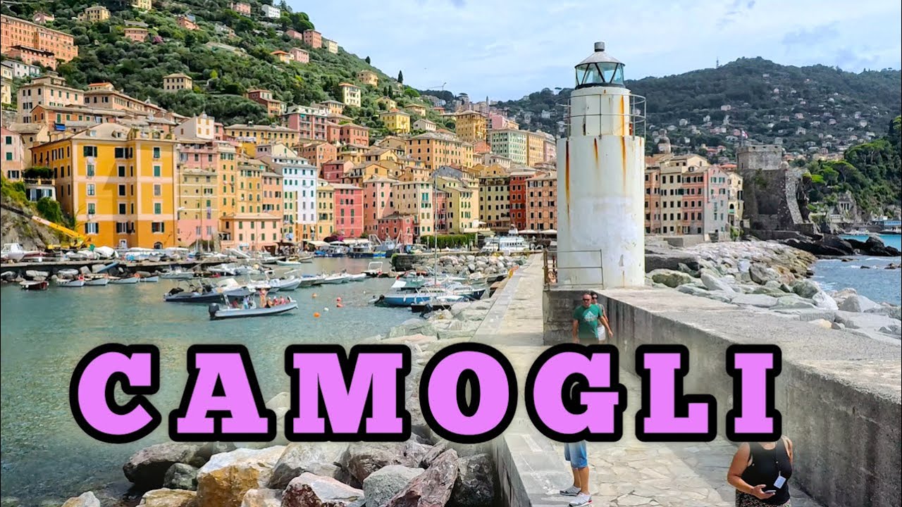 CAMOGLI, Italy, Walking Tour in The Old Port and The Center Village, 4k video,2025
