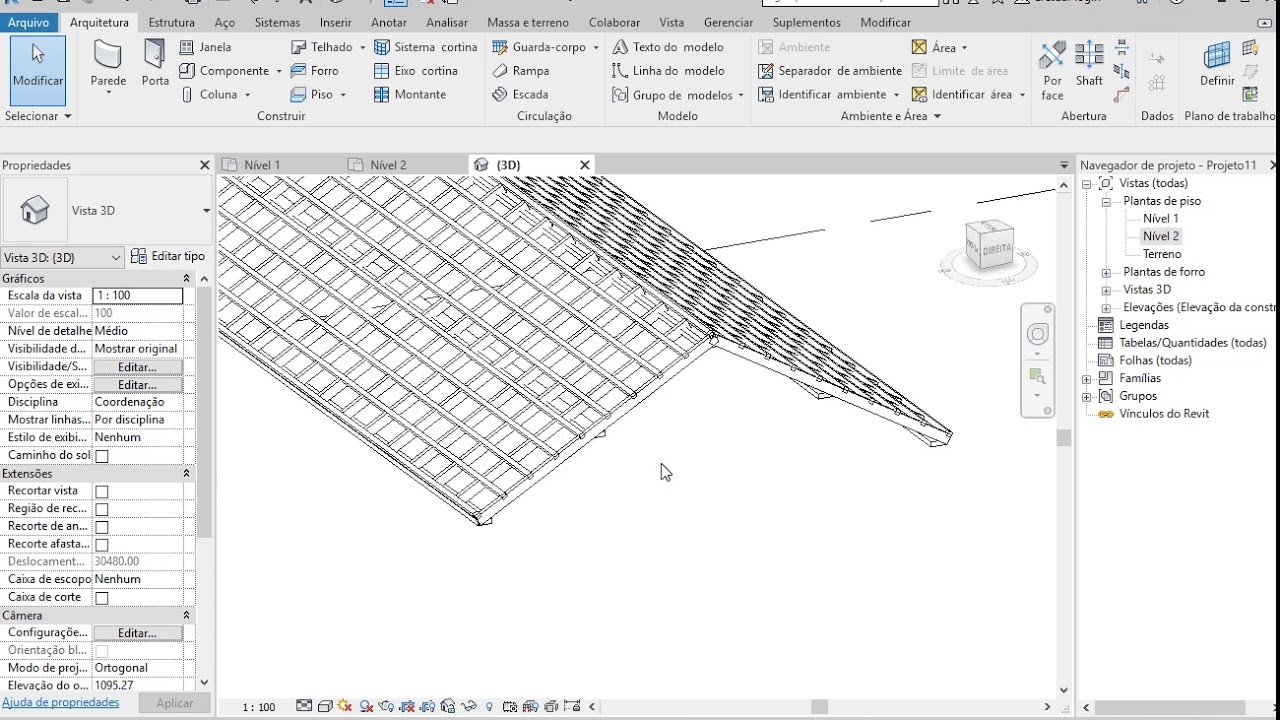 REVIT 2019 - MADEIRAMENTO TELHADO