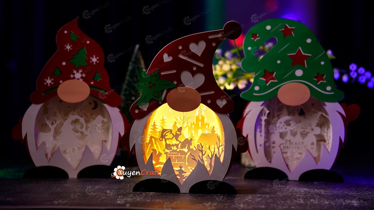 How to make Gnome Shadow Box Christmas Lantern for Christmas - Diy Christmas decorations ideas 2023