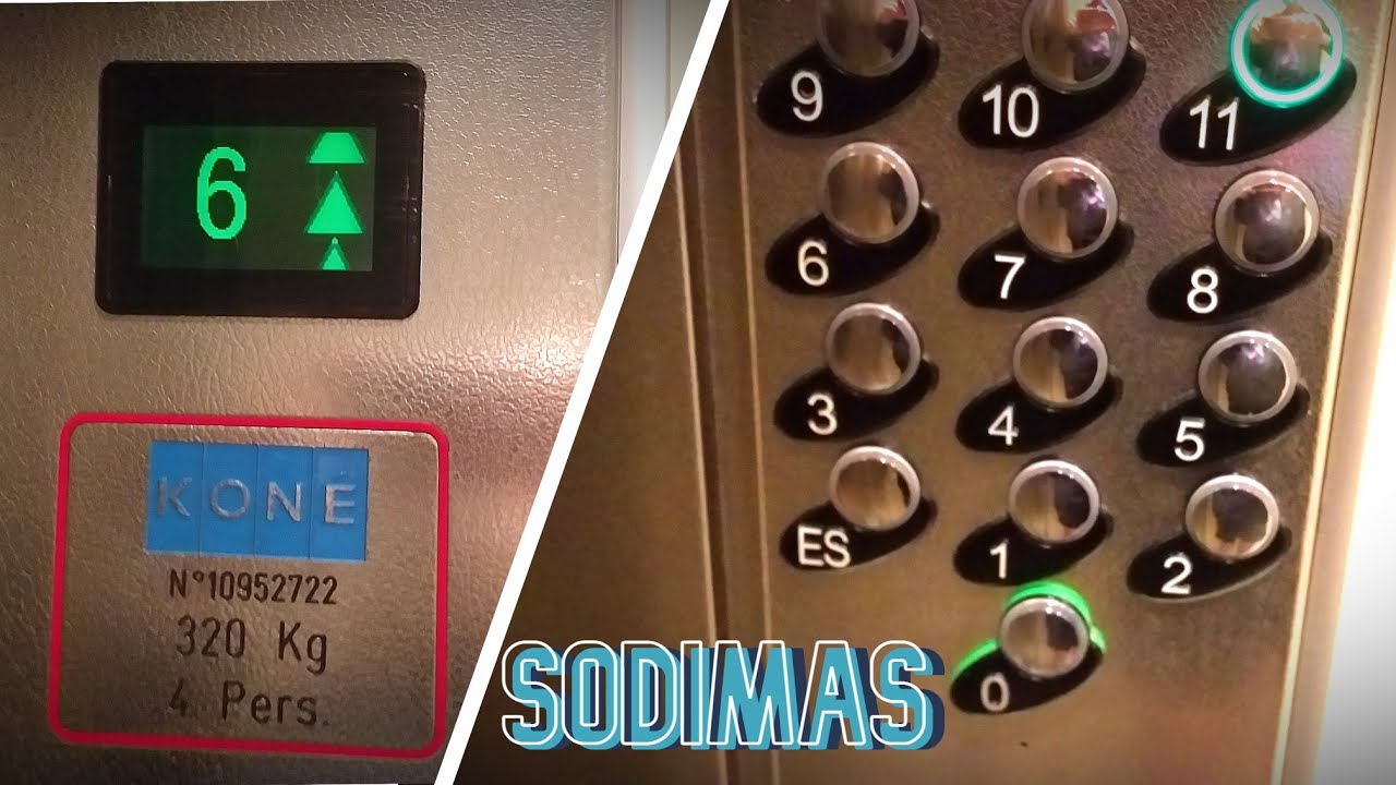 Old caged elevators from the 60's moderised by Sodimas @ Le Havre, France
