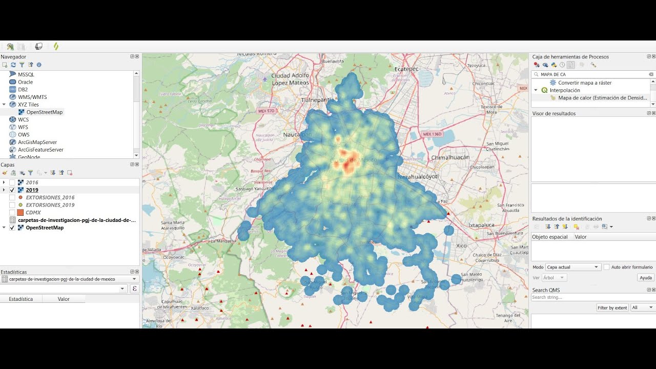 Mapas de Calor (Heatmaps). Uso de QGIS para representar la incidencia criminal.