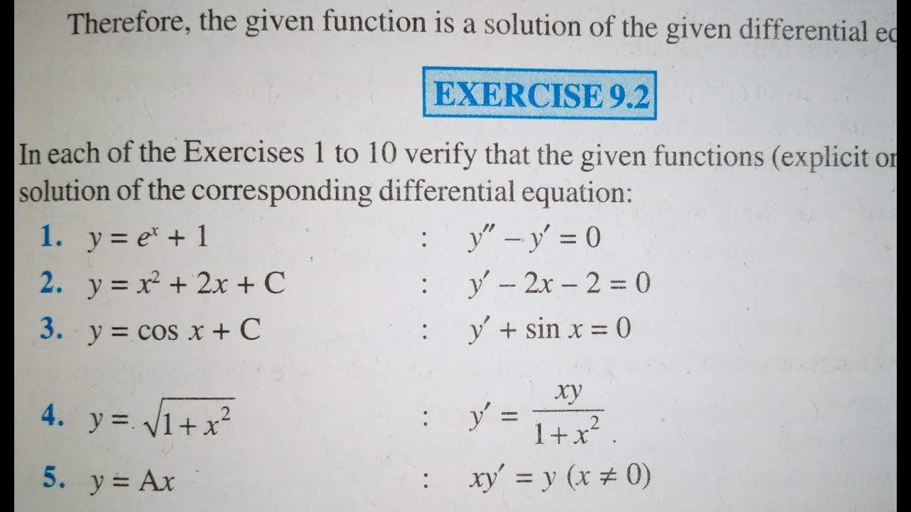 12 th (NCERT) MATHEMATICS-DIFFERENTIAL EQUATION | EXERCISE-9.2 (Solution)|Pathshala ( hindi )