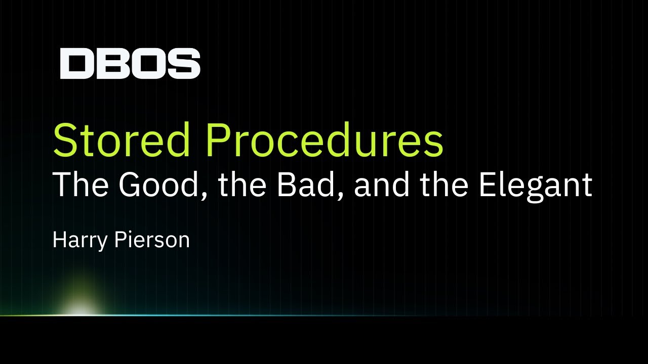 Stored Procedures The Good, The Bad, and The Elegant