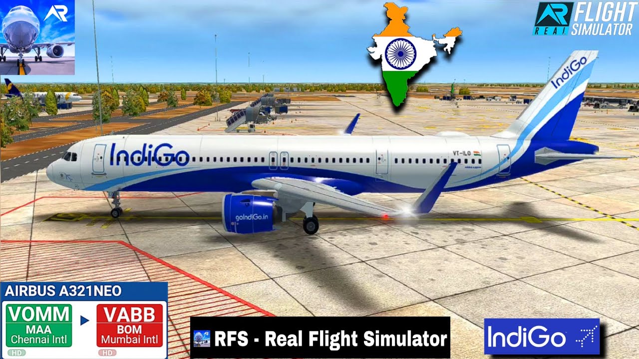 RFS-Real Flight Simulator- Chennai To Mumbai-Full Flight-AIRBUS A321 NEO- Indigo-Full HD-Real Route 