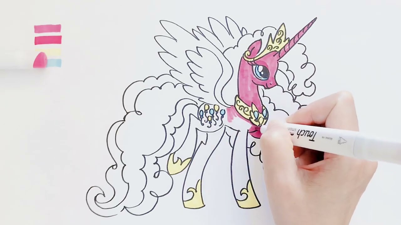 How to Draw My Little Pony Princess Pinkie Pie 💖✨Easy drawing and coloring tutorials for children