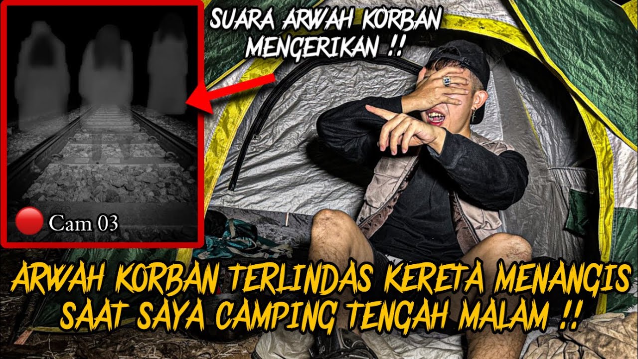 ARWAH KORBAN KECELAKAAN KERETA MUNCUL !! SOLO CAMPING HORROR DI PERLINTASAN ANGKER KERETA API !!
