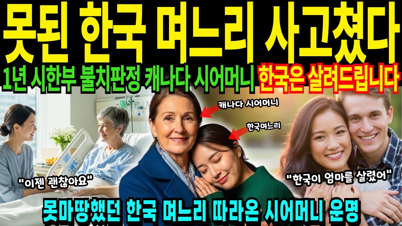 캐나다 시어머니 기적 눈물 한국 못된 며느리가 사고친 이유 1년 시한부 불치판정 판사 출신 여성 한국은 살려드립니다 [해외감동사연]