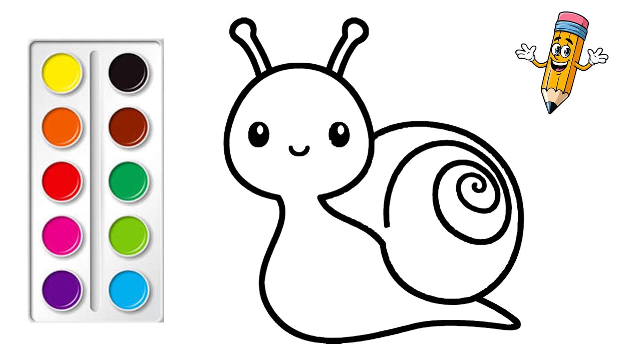 Tô Màu Con Ốc Sên | How to Color A Snail | Bé Tô Màu #82