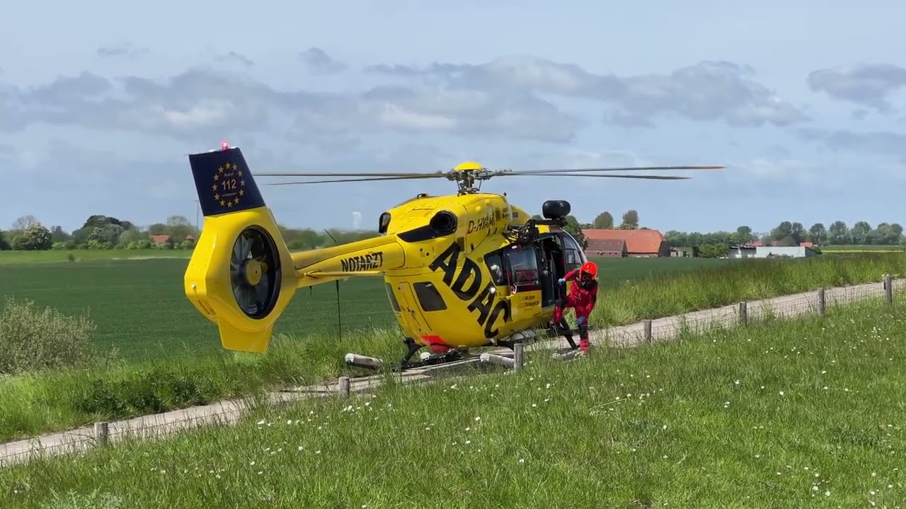 ADAC Luftrettung | Start Christoph 26 | Airbus H145 | D-HYAM | Deich bei Schillig