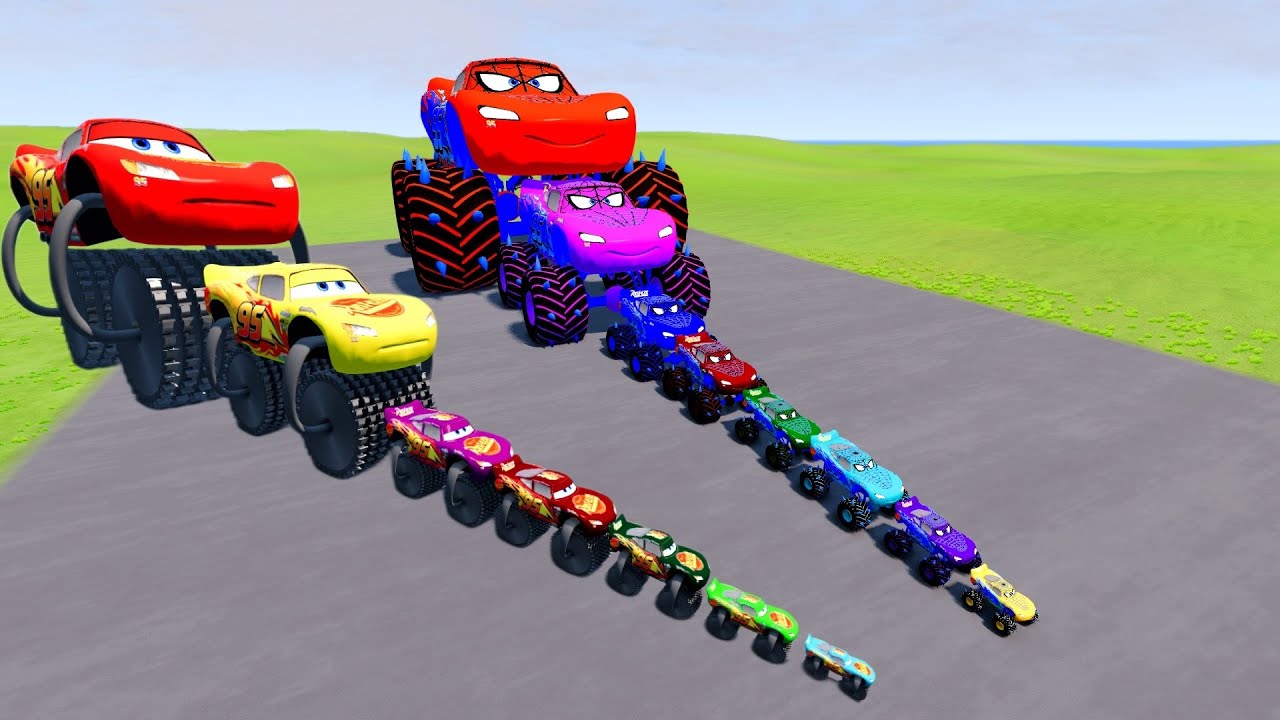 MCQUEEN'S BIG AND LITTLE MONSTER TRUCK VS TRAP PORTAL