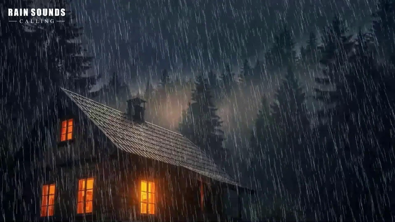 Rain Sounds and Thunder on Cabin at Night | Soothing Storm Ambience for Deep Sleep ASMR