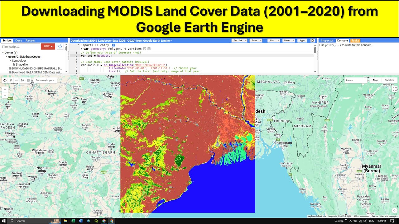 Downloading MODIS Land Cover Data (2001–2020) using Google Earth Engine