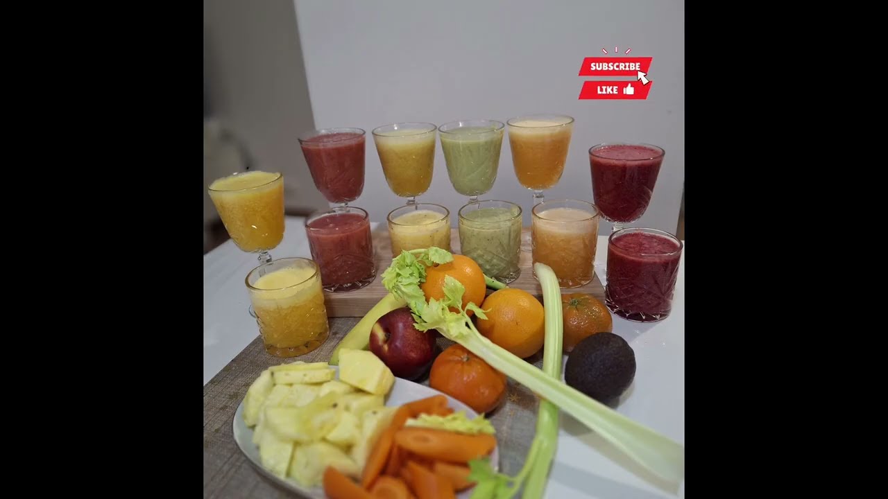طريقة تحضير عصائر طبيعية ب6 نكهات مختلفة كلها منافع وصحية يمي يمي 🫶🇹🇳🍓🍑🍊🍍🍌🥑🥕🍹