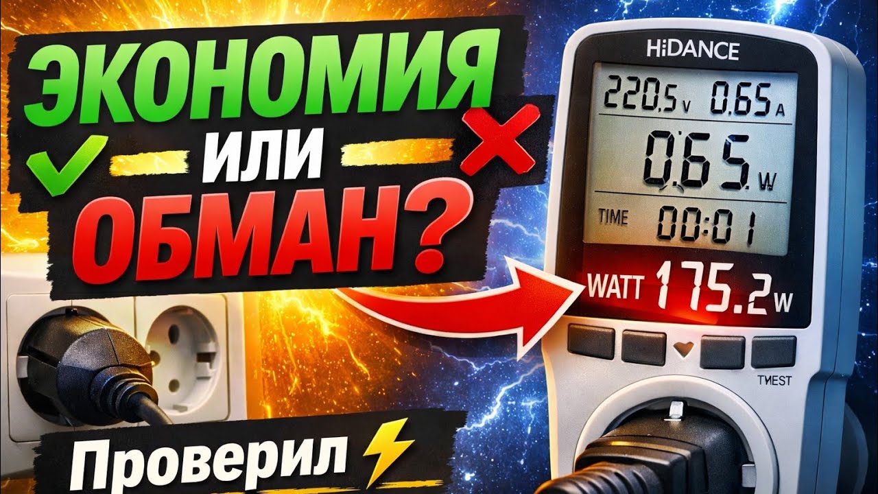 Ваттметр с АлиЭкспресс HiDance для измерения потребления электричества.