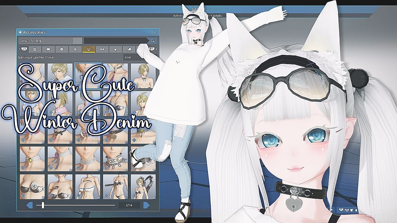 [PSO2:NGS] Making a Super Cute Winter Denim Overall outfit in the ngs character creator!!