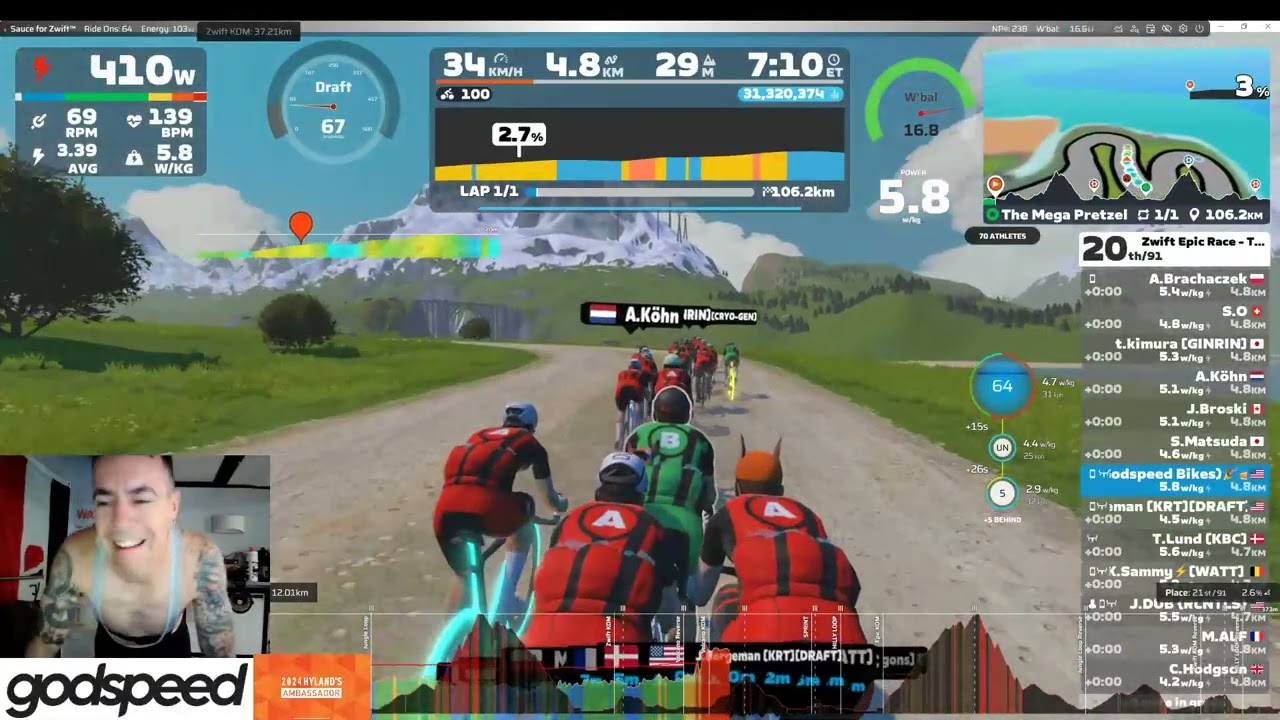 Zwift Epic Race - The Mega Pretzel Today 05:30 1 Laps   111 km