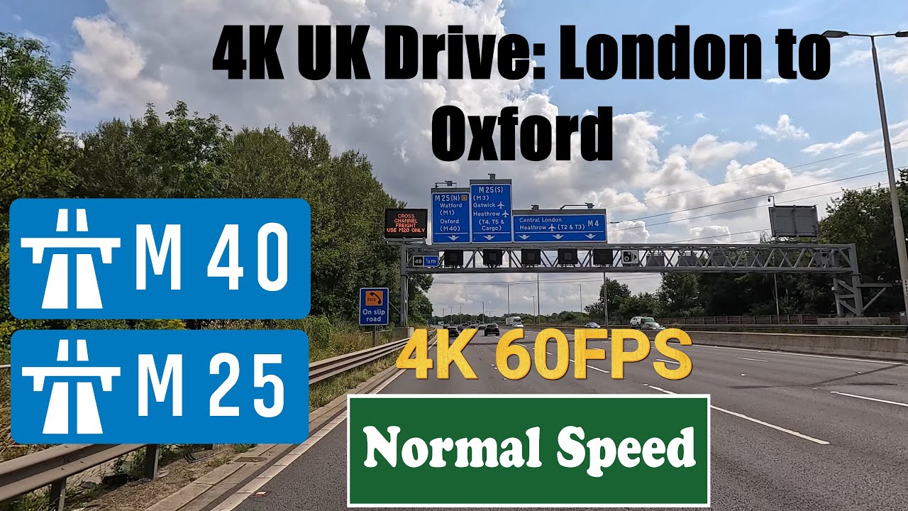 4K UK Drive: London to Oxford . Motorway M 25 & M 40